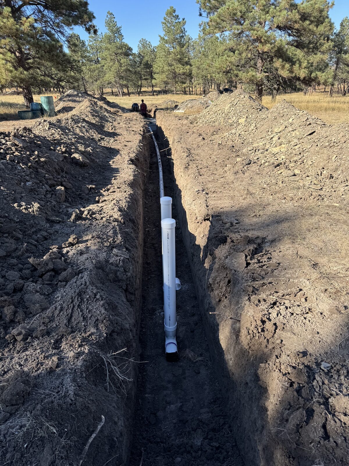 New Septic Drain Pipe From Home to Track